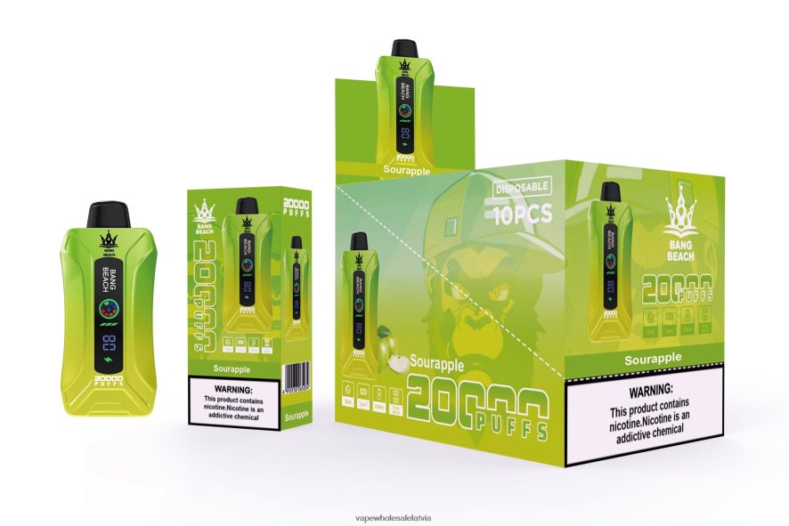 Elektroniskā Cigarete Cena - Bang Beach 20 000 uzpūtienu viedā ekrāna vape skābs ābols 862V081