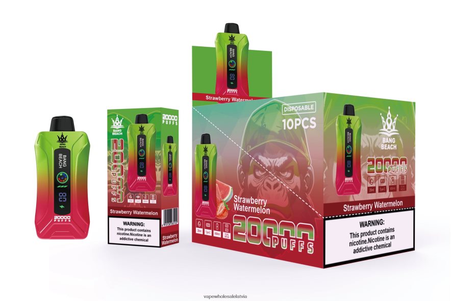 Elektroniskā Cigarete Salt - Bang Beach 20 000 uzpūtienu viedā ekrāna vape zemeņu arbūzs 862V083