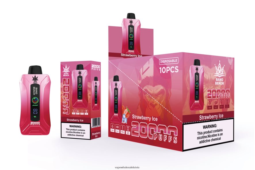 Vape Wholesale Supplier - Bang Beach 20 000 uzpūtienu viedā ekrāna vape zemeņu ledus 862V086