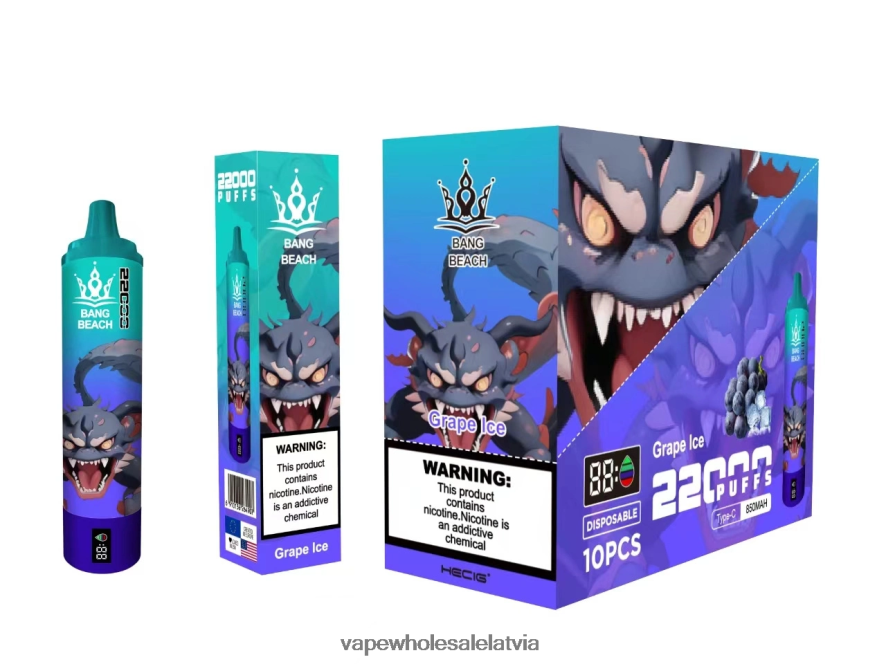Vape Wholesale Supplier - Bang Beach 22000 uzpūtienu viedais ekrāns vīnogu ledus 862V0819