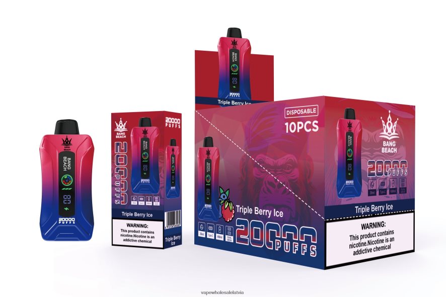 Vape Wholesale Supplies - Bang Beach 20 000 uzpūtienu viedā ekrāna vape trīskāršo ogu ledus 862V088