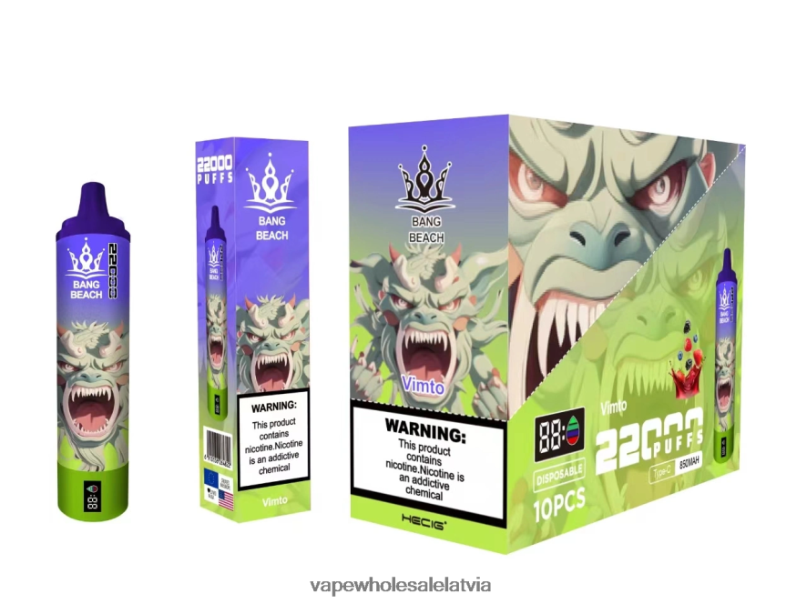 Vienreizējās Lietošanas Vape - Bang Beach 22000 uzpūtienu viedais ekrāns vimto 862V0818